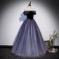 Princess Off The Shoulder Grape Tulle Prom Dresses Sexy Evening Dress SH096