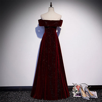 A line Off The Shoulder Burgundy Prom Dresses Sexy Evening Dress SH080 shinydress A line Off The Shoulder Burgundy Prom Dresses Sexy Evening Dress SH080 shinydress