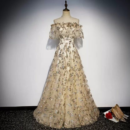 Princess Off The Shoulder Tulle Long Prom Dresses SH120