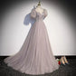 Simple A line Tulle Long Prom Dresses SH220