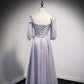 A Line Silver Long Prom Dresses SH202