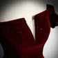 Off The Shoulder Velvet Red Prom Dresses Sexy Evening Dress SH104