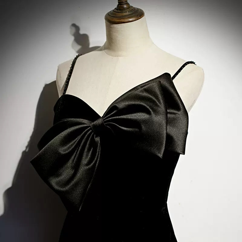 Simple Black Velvet Mermaid Prom Dresses Sexy Evening Dress SH107