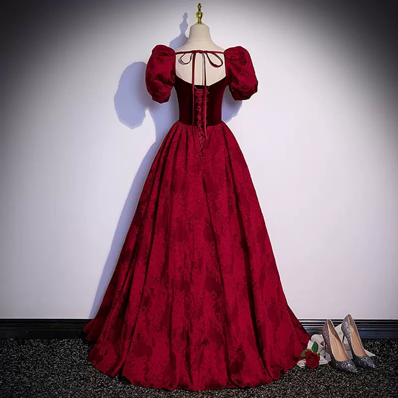 Princess Burgundy Long Prom Dresses SH038