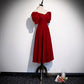 A line Red Prom Dresses Short Bridesmaid Dress SH209