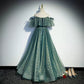 A line Off the Shoulder Green Tulle Prom Dresses SH144