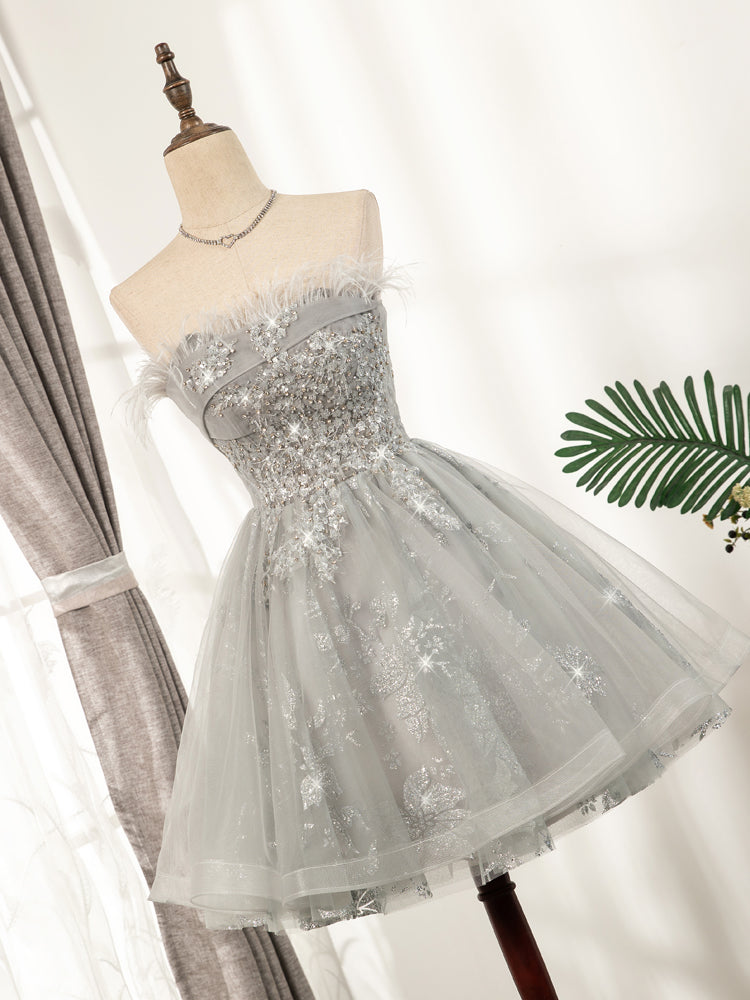 Silver Hoco Dress Short Homecoming Dresses SH238