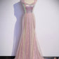 Simple Mermaid Long Sequin Pink Prom Dresses SH037