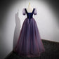 Simple Grape Tulle Prom Dresses Sexy Evening Dress SH106
