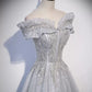Off The Shoulder Silver Sequin Prom Dresses SH148