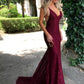 Mermaid Dark Green Prom Dress, Lace Long Prom Dresses, Spaghetti Straps Backless Prom Dress 0643