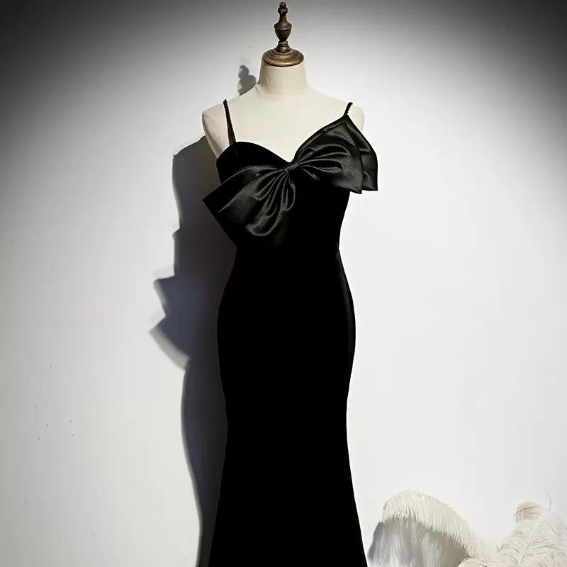 Simple Black Velvet Mermaid Prom Dresses Sexy Evening Dress SH107