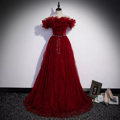 Off The Shoulder Red Prom Dresses Sexy Evening Dress SH103