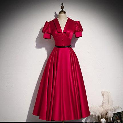 A line Red Knee Length Prom Dresses SH183