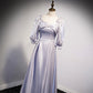A Line Silver Long Prom Dresses SH202