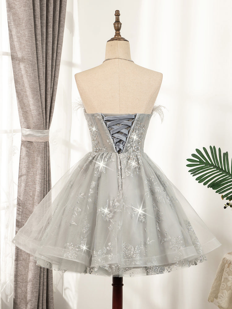 Silver Hoco Dress Short Homecoming Dresses SH238