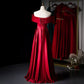 A line Burgundy Satin Prom Dresses SH170