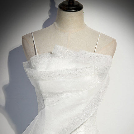 Mermaid White Tulle Prom Dresses Sexy Evening Dress SH079