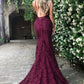 Mermaid Dark Green Prom Dress, Lace Long Prom Dresses, Spaghetti Straps Backless Prom Dress 0643