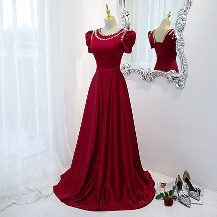Simple Red Long Prom Dresses SH207