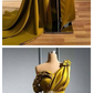 Yellow One Shoulder Mermaid Prom Dresses Sexy Crtstal Beaded Arabic Evening Gown Plus Size High Side Split Formal Party Dress P4308