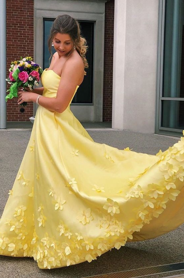 Yellow Prom Dress Long, Prom Dresses P4681