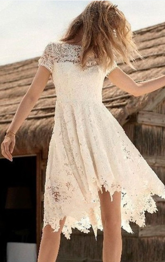 Modest Short Sleeve Lace Prom Dress P4997