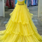 Yellow sweetheart tulle long prom dress yellow formal dress P6500