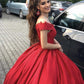 Gorgeous Off the Shoulder Red Long Ball Gown Prom Dress P6977