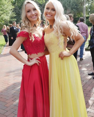 Yellow Prom Dresses,Red Long Evening Dress Pretty Prom Dresses P7437