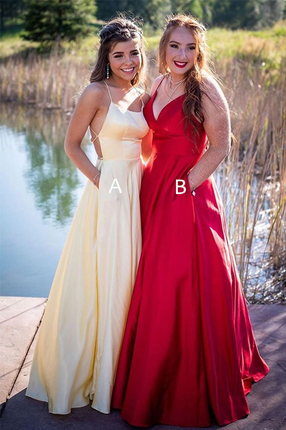 Yellow Prom Dresses,Red Evening Dress Pretty Prom Dresses P7666