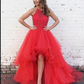 Organza with Beaded Bodice Halter High Low Prom Dress,Pageant Dress KS3306