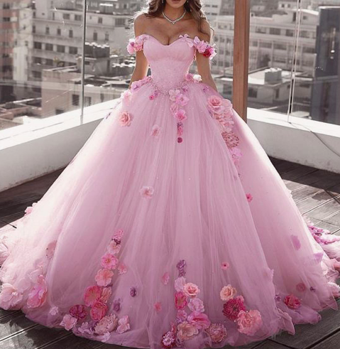 Off Shoulder Tulle Ball Gown Wedding Dresses Floral Flowers Beaded P54 shinydress Off Shoulder Tulle Ball Gown Wedding Dresses Floral Flowers Beaded P54 shinydress