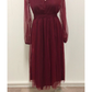 Charming Puffy Long Sleeve Burgundy Tea Length Long Prom Dress/Evening Gown T1641