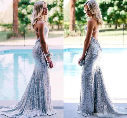 Simple Prom Dresses,Sequin Evening Dress Pretty Prom Dresses P7684