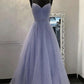 sweetheart tulle sequin long prom dress purple formal dress S404