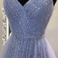 sweetheart tulle sequin long prom dress purple formal dress S404