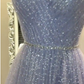 sweetheart tulle sequin long prom dress purple formal dress S404