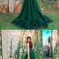 Stylish green tulle long prom dress, green evening dress KS2533