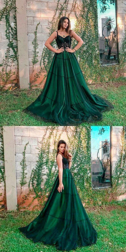 Stylish green tulle long prom dress, green evening dress KS2533 ...