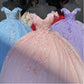 Princess Floral Off the Shoulder Tulle Quinceanera Dress Ball Gown N1350