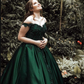 Dark Green Ball Gown Quinceanera Dresses Off Shoulder Beads Crystals Lace Up Sweet 16 Dresses Prom Dresses vestidos de quinceanera SA1345