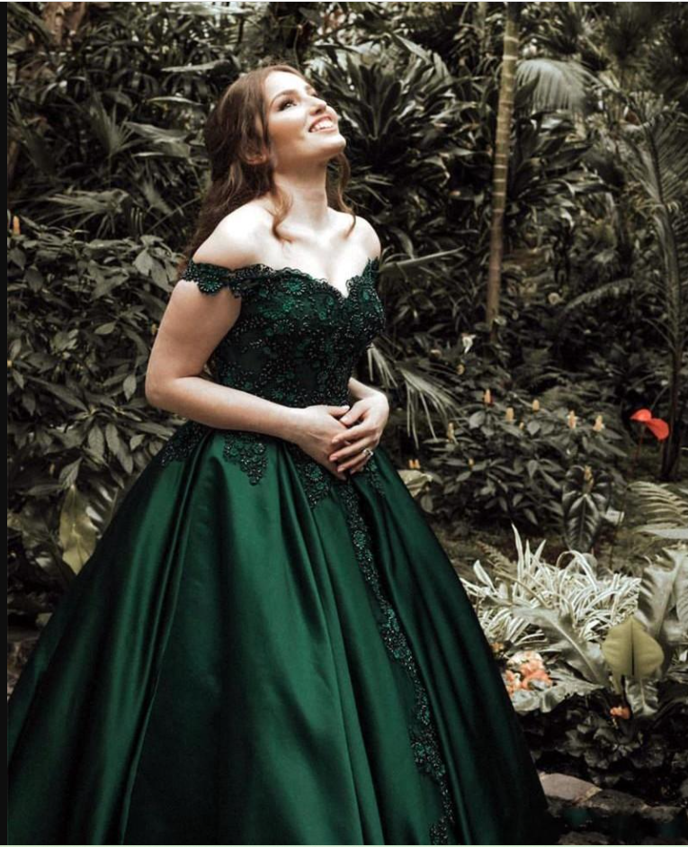 Dark Green Ball Gown Quinceanera Dresses Off Shoulder Beads Crystals L shinydress Dark Green Ball Gown Quinceanera Dresses Off Shoulder Beads Crystals L shinydress