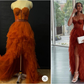 Elegant Rust Tiered Ruffles Tulle Prom Dress SA1475