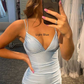 Tight Light Blue Mini Party Dress SA838