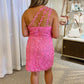 Short Pink Lace Homecoming Dresses SH004