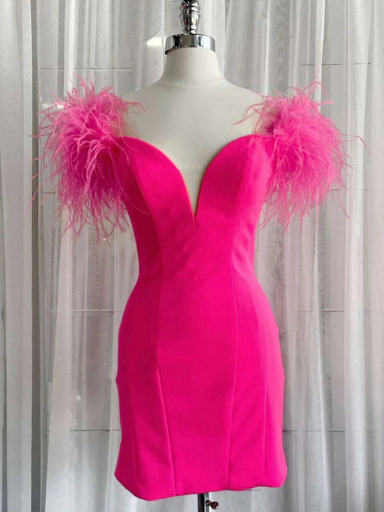 Off Shoulder Short Hot Pink Homecoming Dresses SH006 shinydress Off Shoulder Short Hot Pink Homecoming Dresses SH006 shinydress