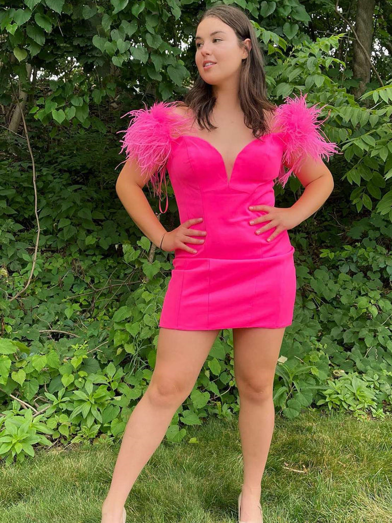 Off Shoulder Short Hot Pink Homecoming Dresses SH006 Off Shoulder Short Hot Pink Homecoming Dresses SH006