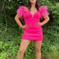 Off Shoulder Short Hot Pink Homecoming Dresses SH006