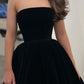 Tea Length Black Velvet Homecoming Dresses SH013